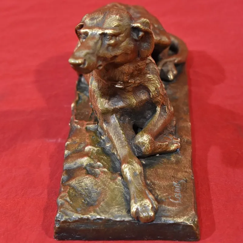 Pamono Antique Art Deco Sculpture, Little Greyhound Dog, 20th-Century, Bronze> Art Deco