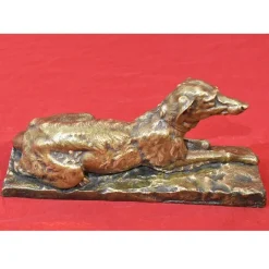Pamono Antique Art Deco Sculpture, Little Greyhound Dog, 20th-Century, Bronze><noscript><img width=