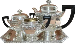 Pamono Antique Art Deco Silver Tea Service by Laurits Berth, Set of 4> Coffee & Tea Service