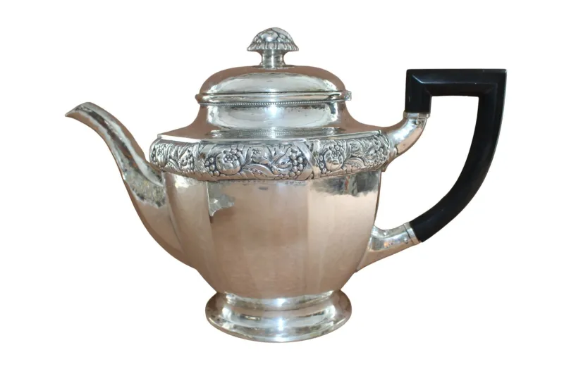 Pamono Antique Art Deco Silver Tea Service by Laurits Berth, Set of 4> Coffee & Tea Service