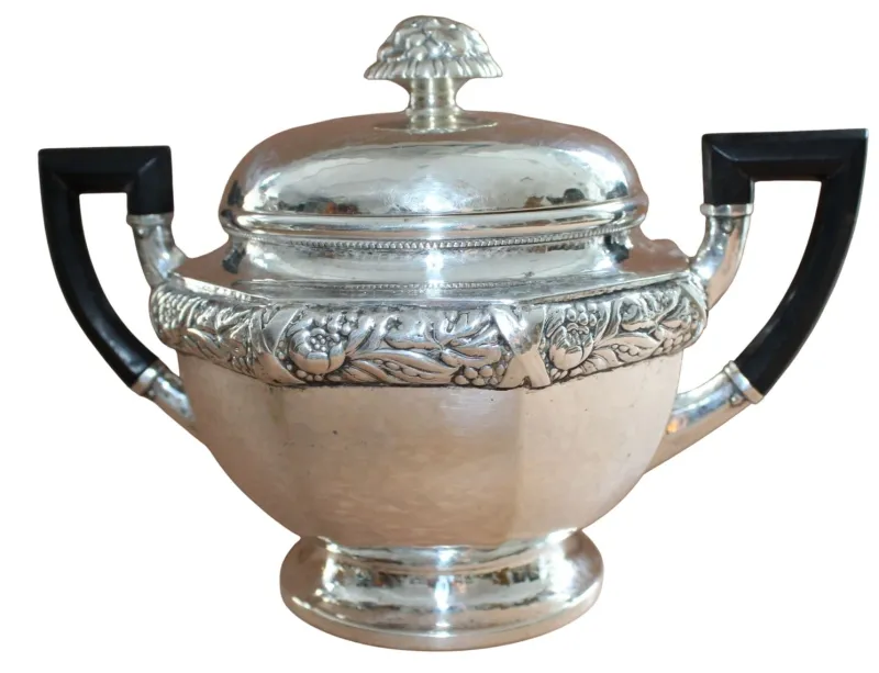 Pamono Antique Art Deco Silver Tea Service by Laurits Berth, Set of 4> Coffee & Tea Service