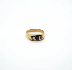 Pamono Antique Art Nouveau Alliance Ring with Sapphire and Diamonds in Rose Gold, 1890s><noscript><img width=