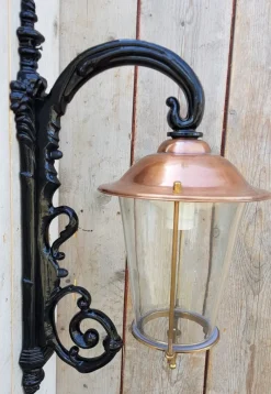 Hot Pamono Antique Art Nouveau Black Copper Wall Lantern