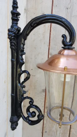 Hot Pamono Antique Art Nouveau Black Copper Wall Lantern