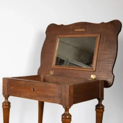 Pamono Antique Art Nouveau Hand Craved Wooden Dressing Table with Mirror><noscript><img width=