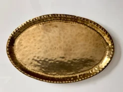 Pamono Antique Art Nouveau Handcrafted Brass Tray from Metallwarenfabrik Union Quedlinburg Muq, Germany 1920s> Trays