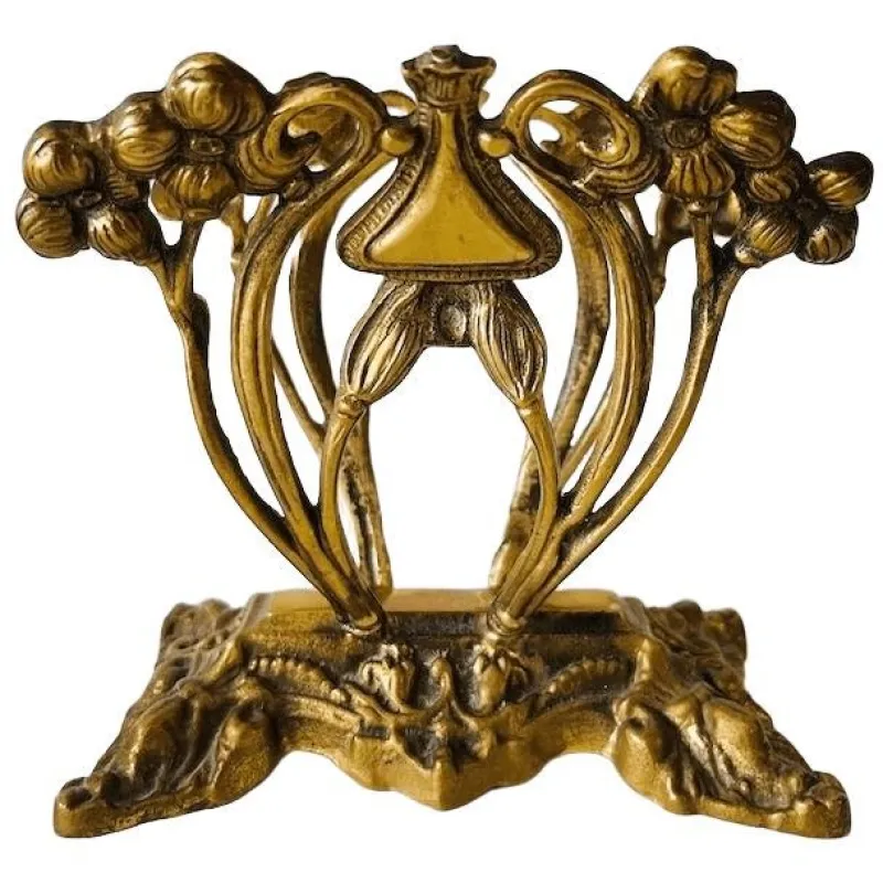 Pamono Antique Art Nouveau Magazine Rack in Brass, 1900s> Magazine Racks