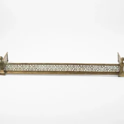 Clearance Pamono Antique Art Nouveau Pierced Brass Floral Pattern Fireplace Fender