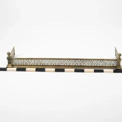 Clearance Pamono Antique Art Nouveau Pierced Brass Floral Pattern Fireplace Fender