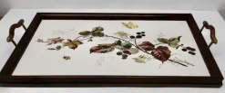 Online Pamono Antique Art Nouveau Tray with Tile Panel and Floral Decoration, 1905s