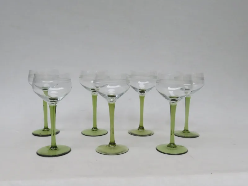 Pamono Antique Art Nouveau Wine Glasses, Set of 7> Glassware