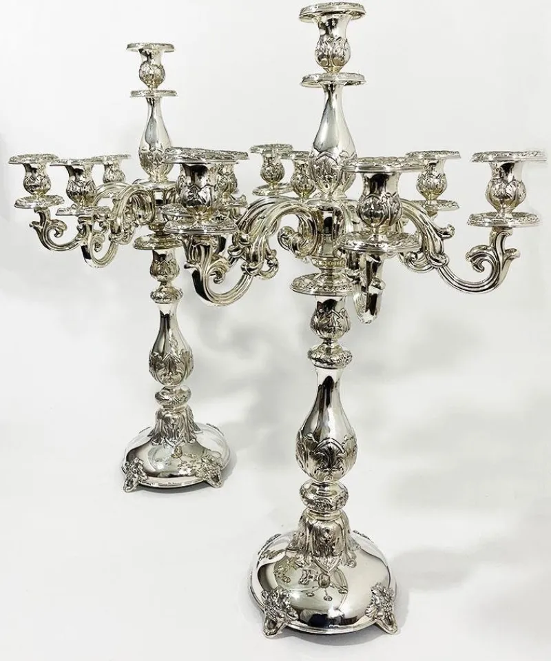 Outlet Pamono Antique Austro-Hungarian Empire Silver Candelabras, Set of 2