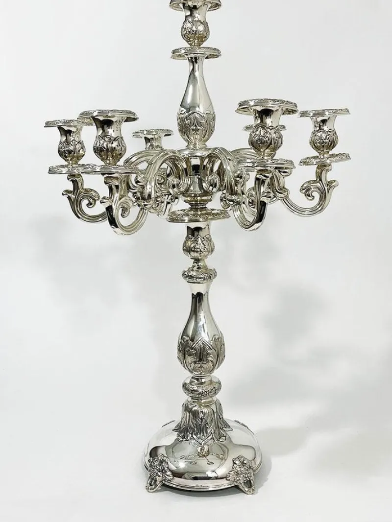 Outlet Pamono Antique Austro-Hungarian Empire Silver Candelabras, Set of 2