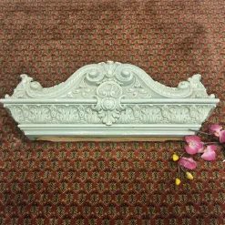 Pamono Antique Baroque Classicist Crown Glazed White-Fired Earthenware Tiled Fireplace Mantel> Fireplaces And Mantels
