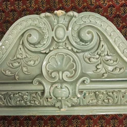 Pamono Antique Baroque Classicist Crown Glazed White-Fired Earthenware Tiled Fireplace Mantel> Fireplaces And Mantels