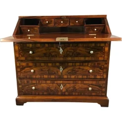 Pamono Antique Baroque Walnut Secretary, Germany, 1750s><noscript><img width=