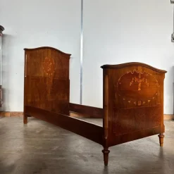 New Pamono Antique Bed in Walnut Inlaid