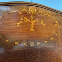 New Pamono Antique Bed in Walnut Inlaid