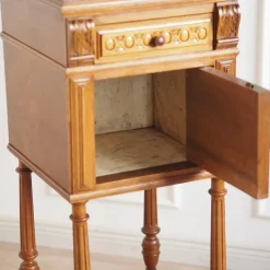 Pamono Antique Bedside Table with Marble Top and Marble Lining, 1890s><noscript><img width=