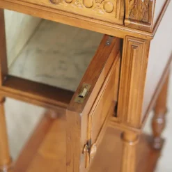 Pamono Antique Bedside Table with Marble Top and Marble Lining, 1890s><noscript><img width=