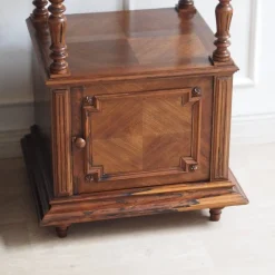 Pamono Antique Bedside Tables with Marble Tops and Columns, 1890, Set of 2