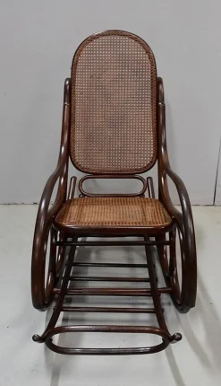 New Pamono Antique Beech Rocking Chair, 1900s