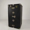 Outlet Pamono Antique Belber Black Leather Steamer Trunk, 1920s