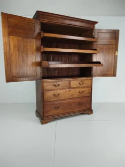 Clearance Pamono Antique Berners Street Linen Press Cabinet in Light Oak from Howard & Son's, 1800s