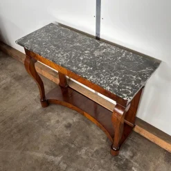 Clearance Pamono Antique Biedermeier Console in Walnut & Marble