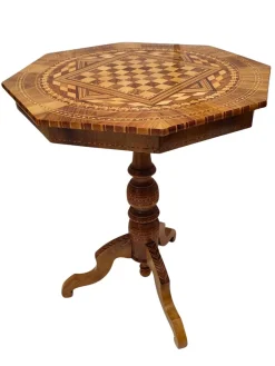 Pamono Antique Biedermeier Marquetry Chess Table, 1800s> Game Tables