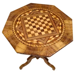 Pamono Antique Biedermeier Marquetry Chess Table, 1800s> Game Tables