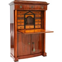 Clearance Pamono Antique Biedermeier Nutwood Secretary, 1825