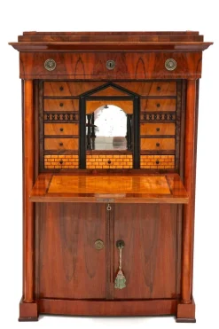 Clearance Pamono Antique Biedermeier Nutwood Secretary, 1825