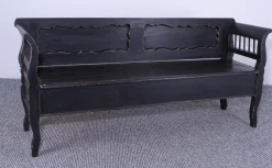 Hot Pamono Antique Black Painted Pine Box Bench, Late 19th Century