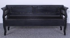 Hot Pamono Antique Black Painted Pine Box Bench, Late 19th Century