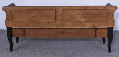 Hot Pamono Antique Black Painted Pine Box Bench, Late 19th Century
