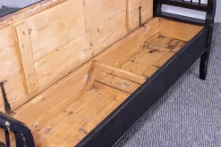 Hot Pamono Antique Black Painted Pine Box Bench, Late 19th Century