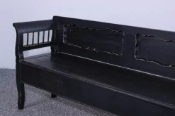Hot Pamono Antique Black Painted Pine Box Bench, Late 19th Century