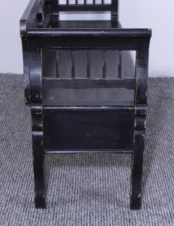 Hot Pamono Antique Black Painted Pine Box Bench, Late 19th Century