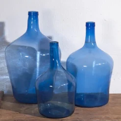 Pamono Antique Blue Colour Demijohns, 1920, Set of 3><noscript><img width=