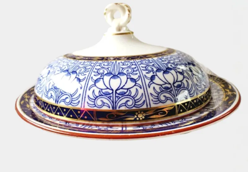 Pamono Antique Blue Lily Series Butter Dish from Royal Worcester, 1881> Dinnerware Accessories