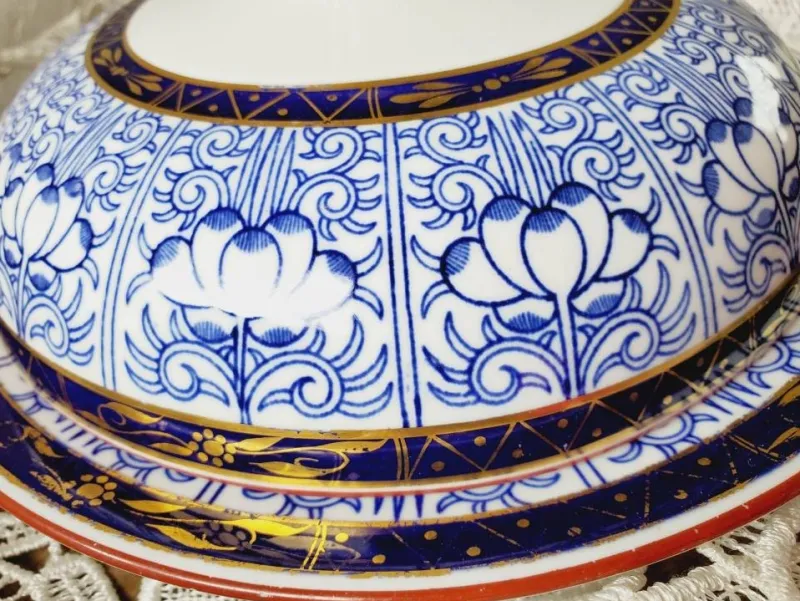Pamono Antique Blue Lily Series Butter Dish from Royal Worcester, 1881> Dinnerware Accessories