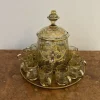 Online Pamono Antique Bohemian Glass Punch Bowl Set, 1900, Set of 12
