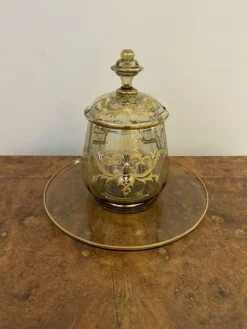Online Pamono Antique Bohemian Glass Punch Bowl Set, 1900, Set of 12