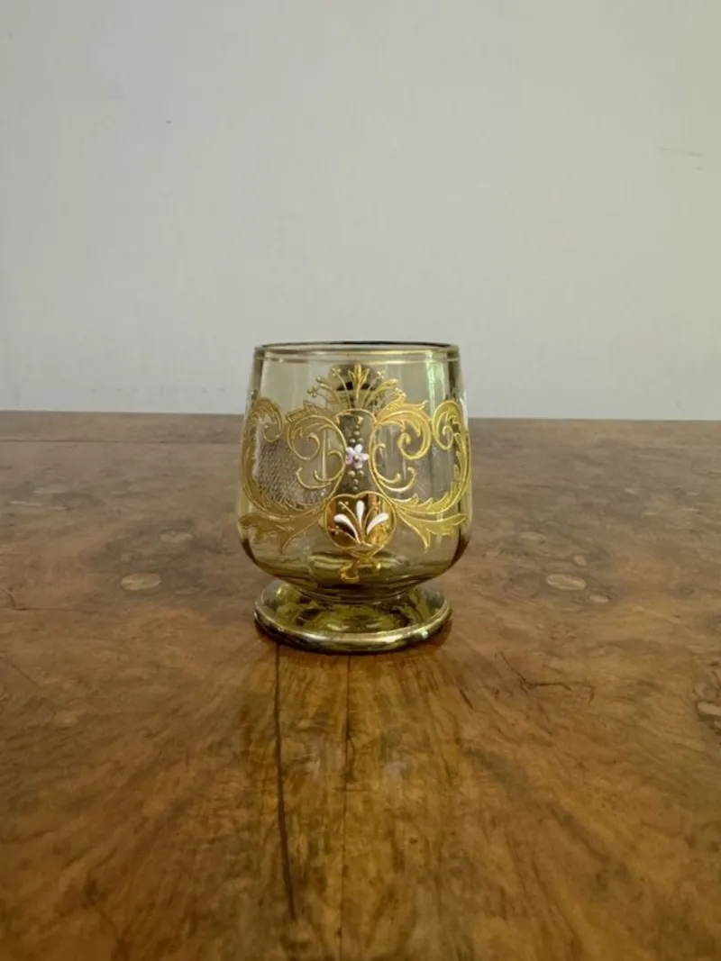 Online Pamono Antique Bohemian Glass Punch Bowl Set, 1900, Set of 12