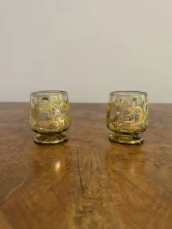 Online Pamono Antique Bohemian Glass Punch Bowl Set, 1900, Set of 12