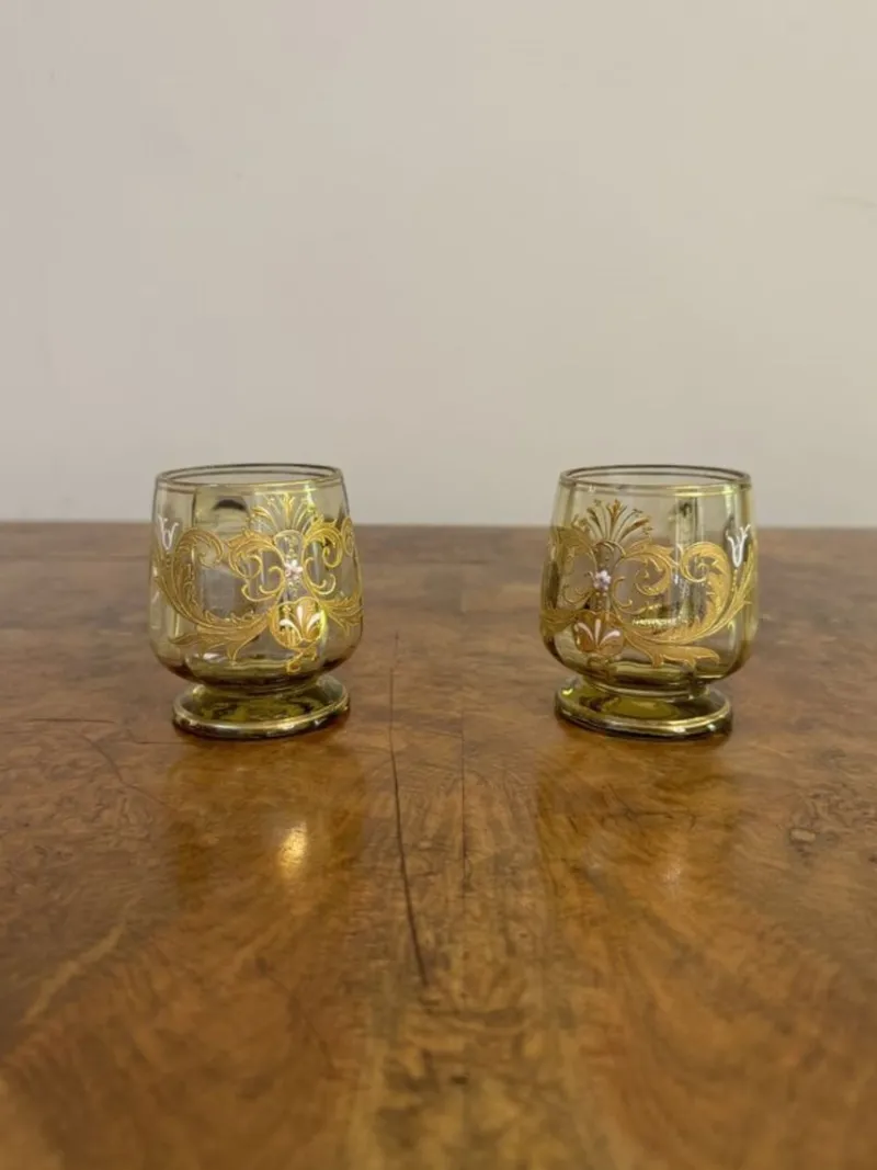 Online Pamono Antique Bohemian Glass Punch Bowl Set, 1900, Set of 12