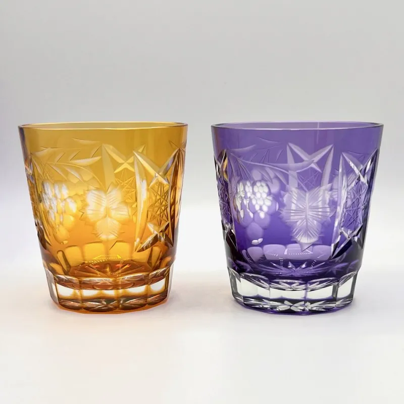Pamono Antique Bohemian Grape-Cut Harlequin Crystal Tumblers, 1850, Set of 6> Glassware
