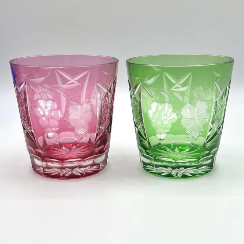 Pamono Antique Bohemian Grape-Cut Harlequin Crystal Tumblers, 1850, Set of 6> Glassware