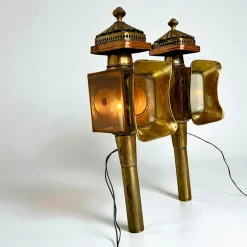 Outlet Pamono Antique Brass and Copper Carriage Lamps, 1890s, Set of 2